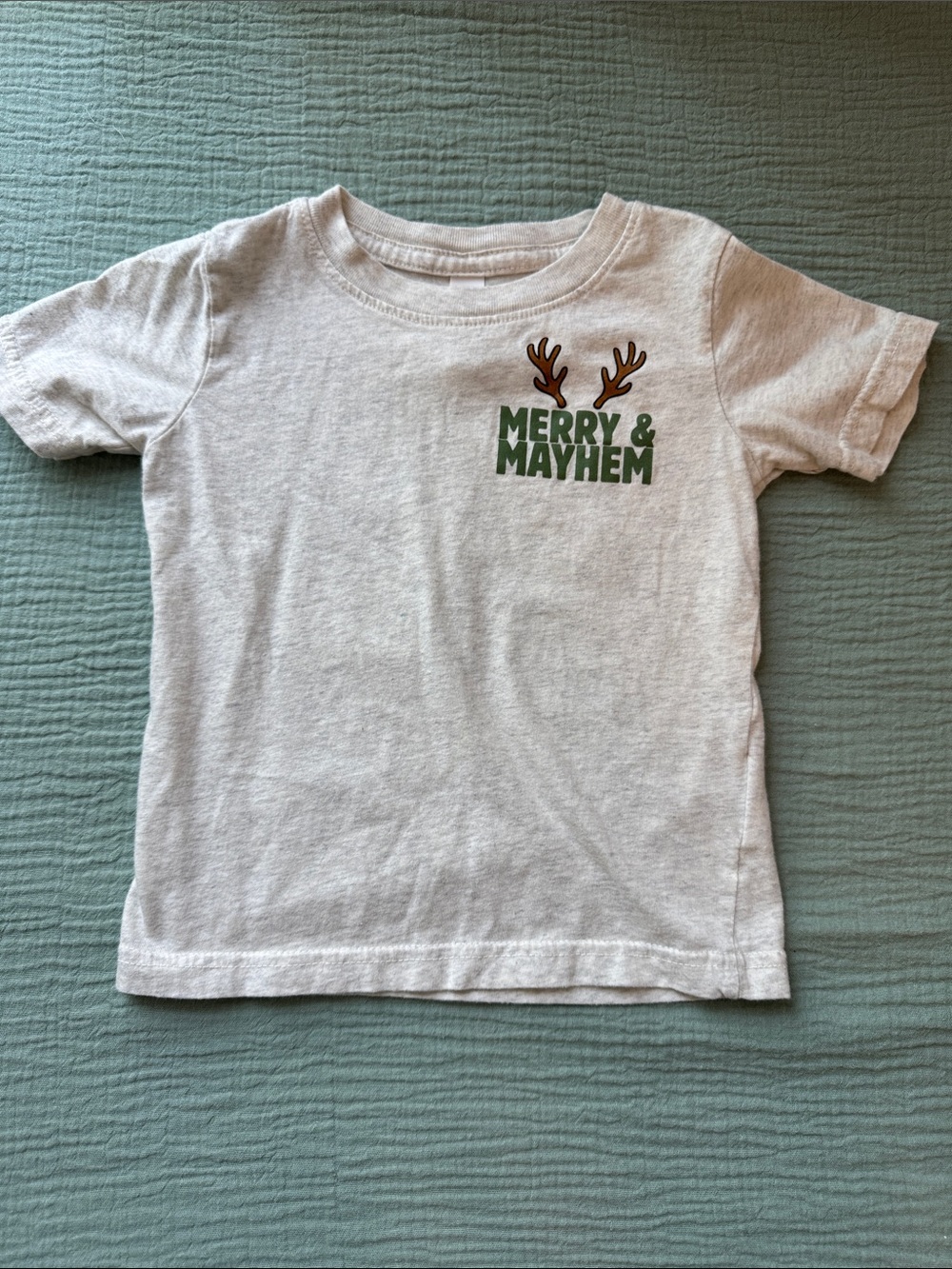 Rabbit Skins Cream 'Merry & Mayhem' Tee with Green & Brown Accent